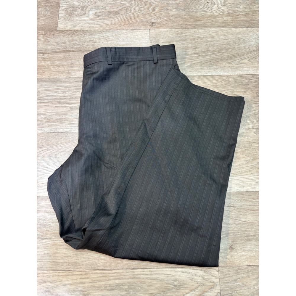 Calvin Klein Matthew 2 Mens Pinstripe Dress Pants Charcoal Brown 37x29 Slacks